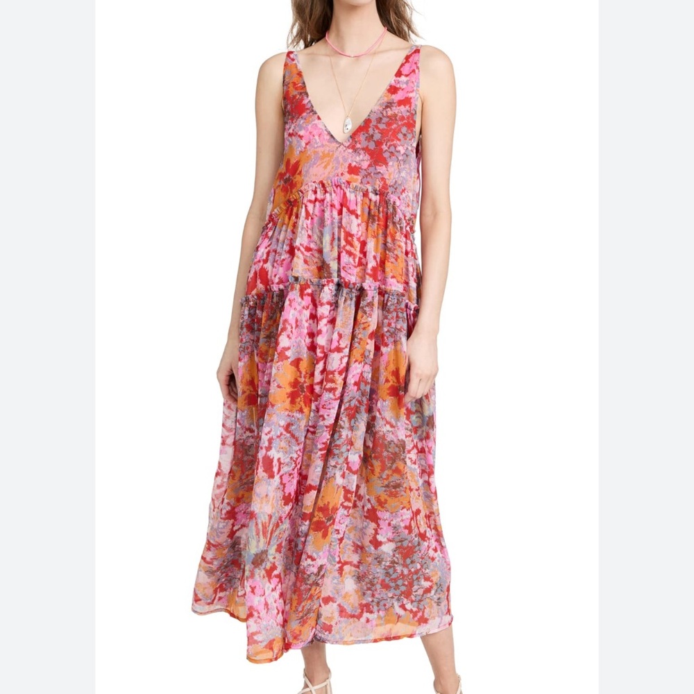 Free People Floral Maxi Dress - Pink and Orange